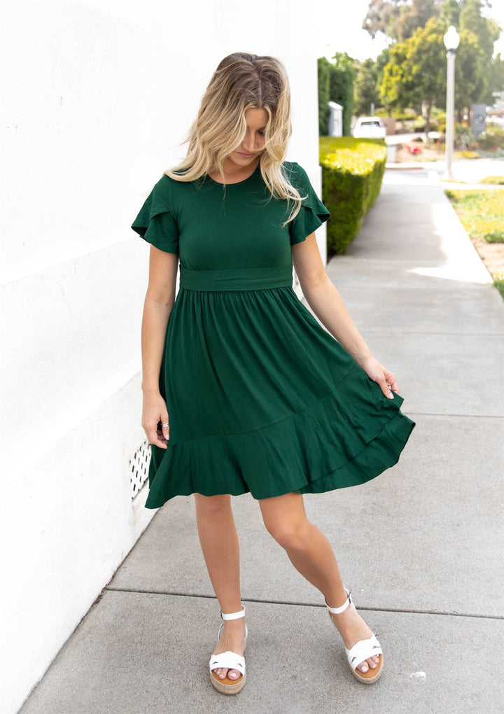 The Belted Waist Tulip Sleeve Katie Dress