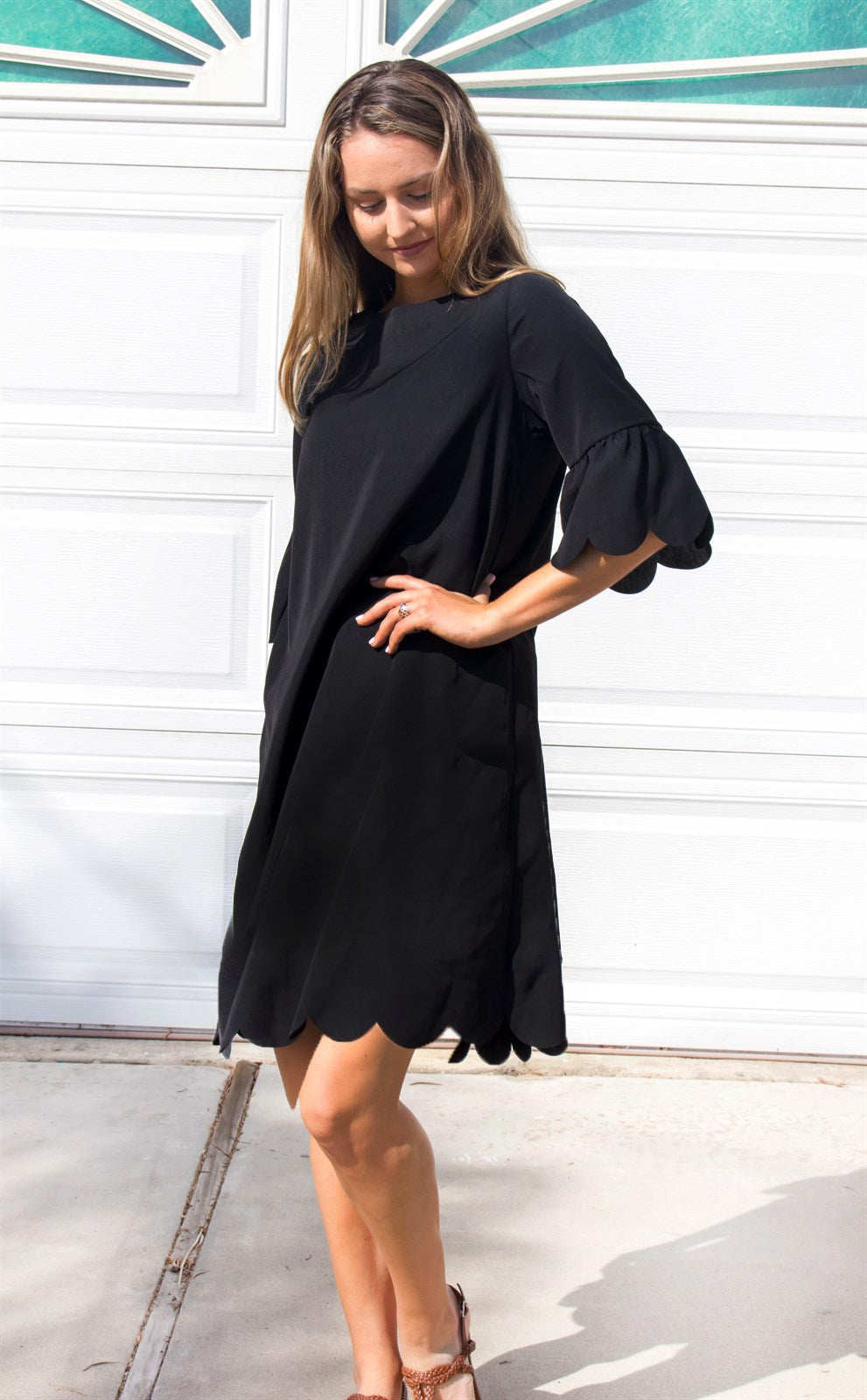 Haylie Scallop Dress - Black