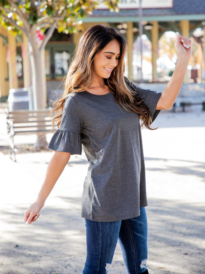 Solid Flare Sleeve Brooklyn Top