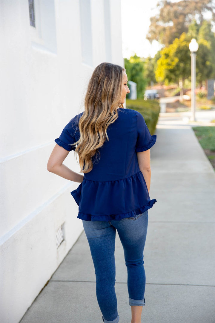V-Cut Ruffle Peplum