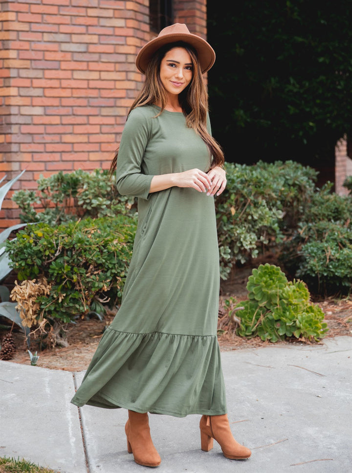 3/4 Sleeve Maxi Sander Dress