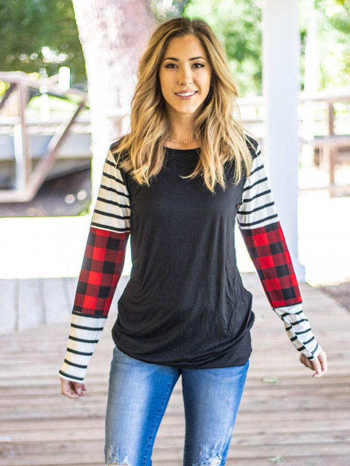 Plaid & Stripe Sleeve Tunic
