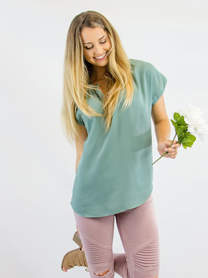 Vneck Gathered Top