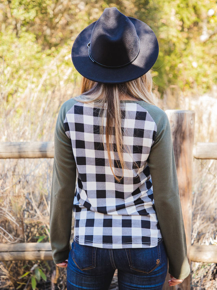 Plaid Raglan Sleeve Nico Top