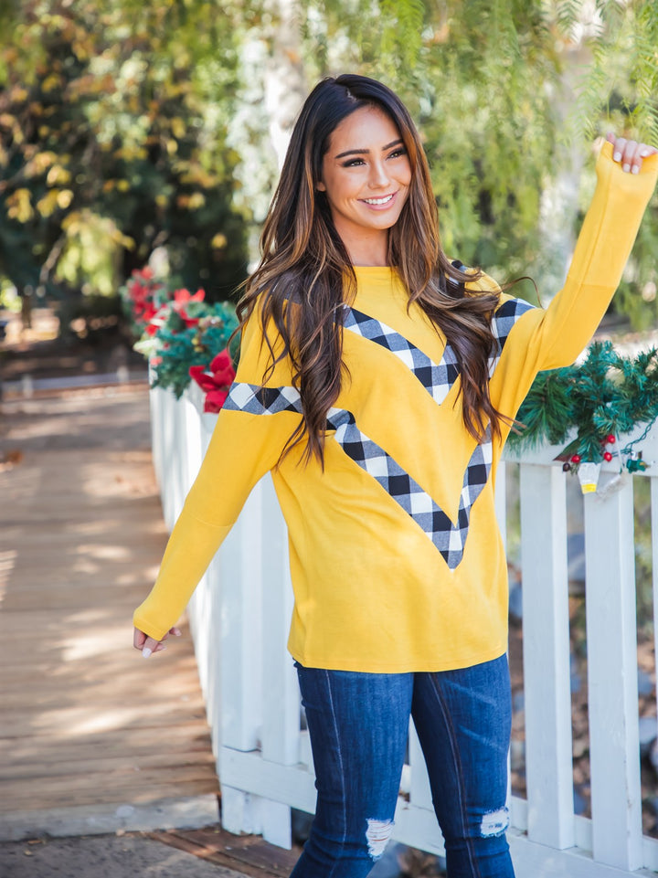 Plaid Chevron Rosemary Top