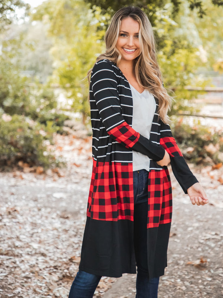 Stripe & Buffalo Plaid Cooper Cardigan