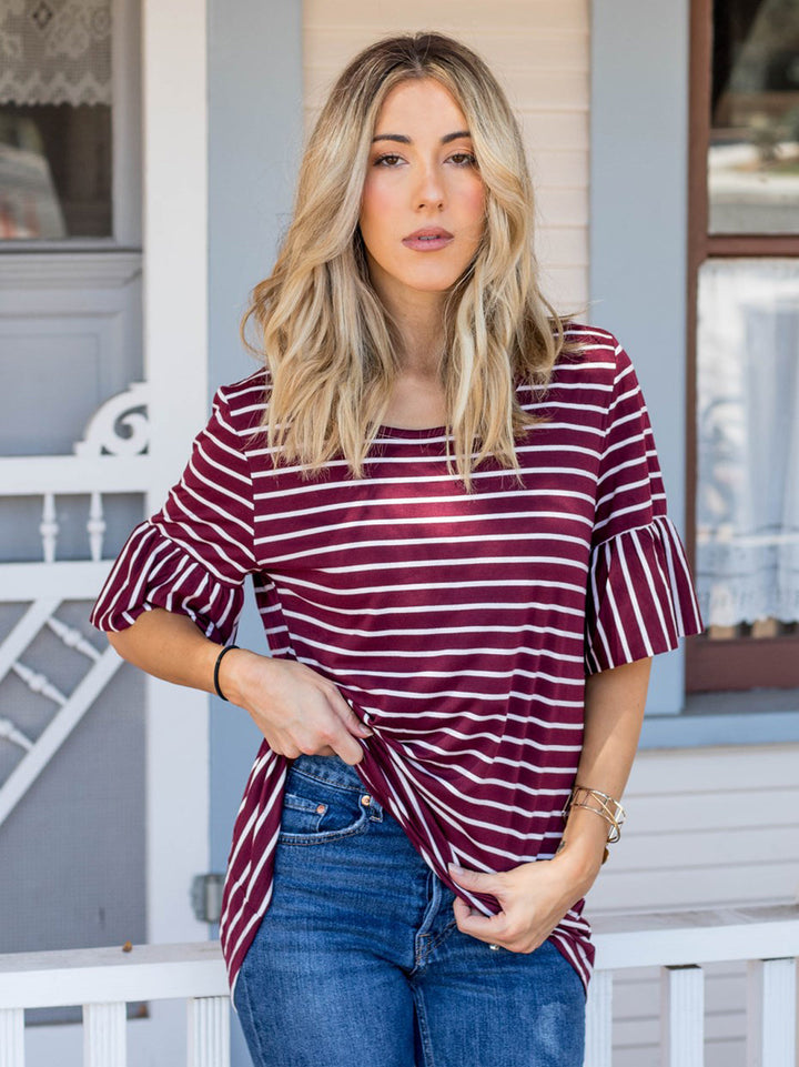 The Flare Sleeve Stripe Payton Top