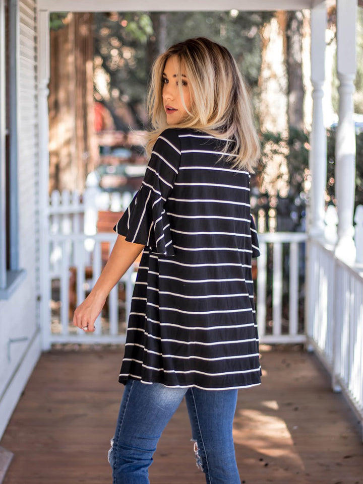Stripe Flare Sleeve Kamdyn Cardigan