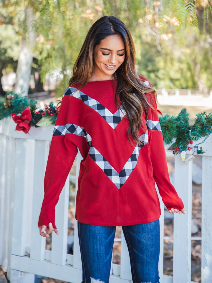 Plaid Chevron Rosemary Top