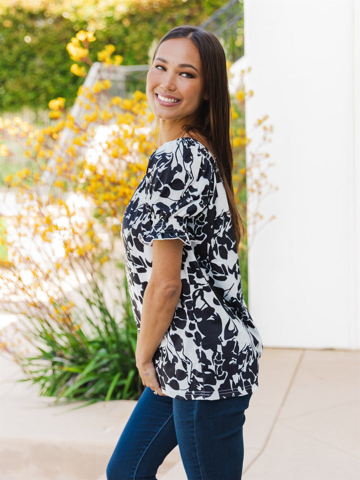 Lovely Floral Square Neck Top