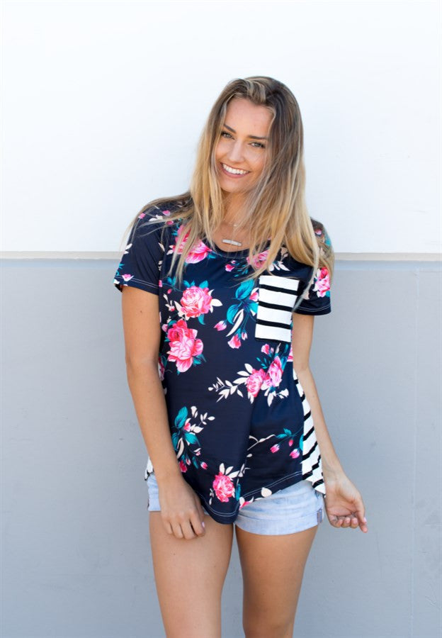 Floral & Stripe Tunic - Tickled Teal LLC