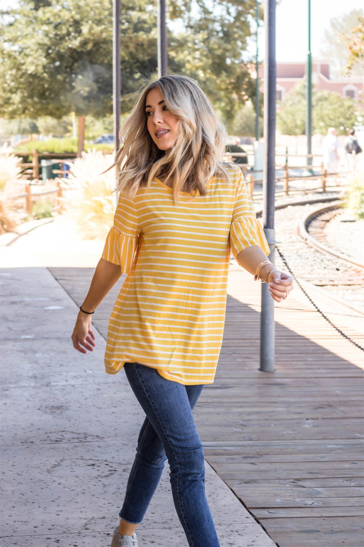 The Flare Sleeve Stripe Payton Top