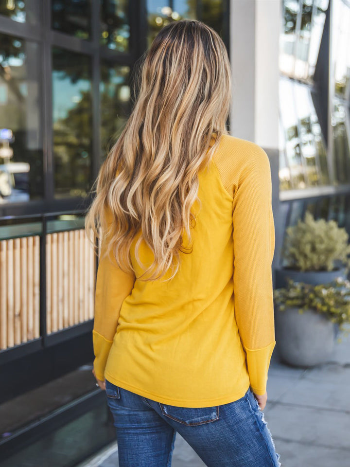 Contrast Sleeve Button Knox Top