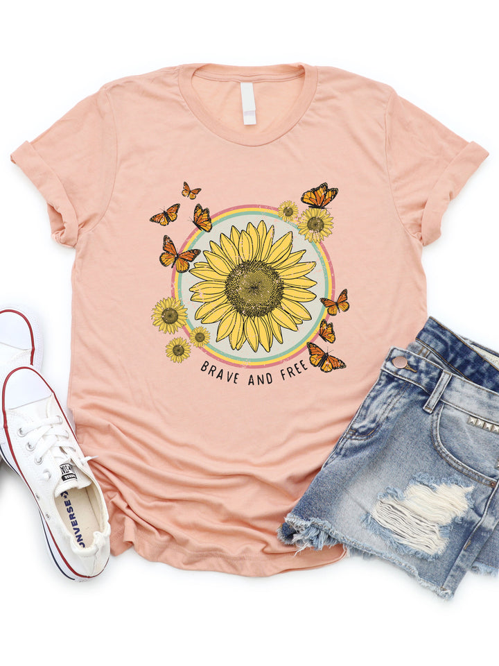 Brave & Free Sunflower Butterfly Graphic Tee