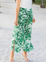 Patterned Leanne Pants - Tropical Leaves Green