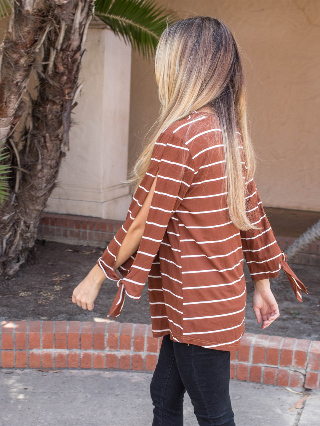 Stripe Tie Sleeve Noelle Top