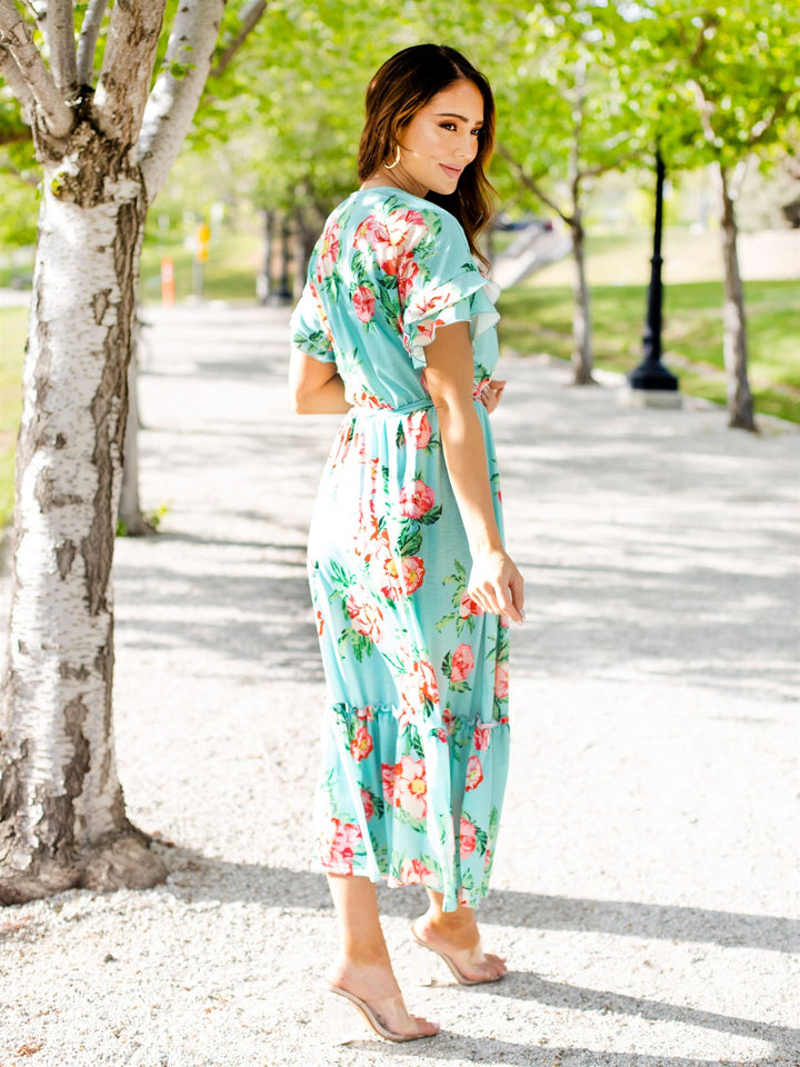 Floral Pattern Whitney Dress - Mint