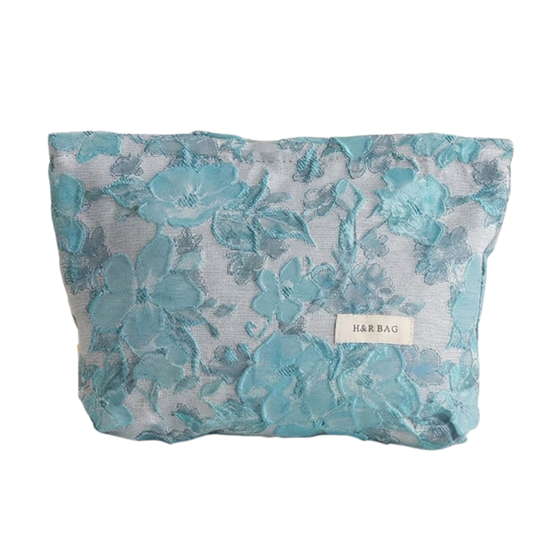 Textured Floral Pattern Cosmetic Pouch
