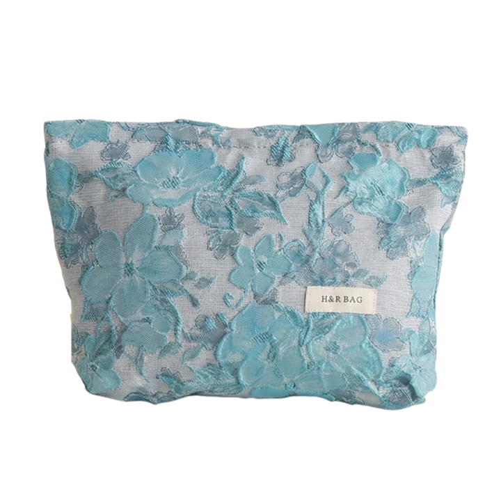 Textured Floral Pattern Cosmetic Pouch