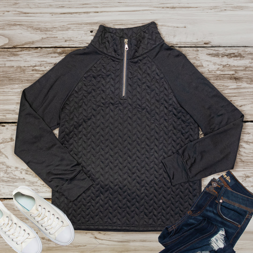 Quarter Zip Pattern Quilted Pullover