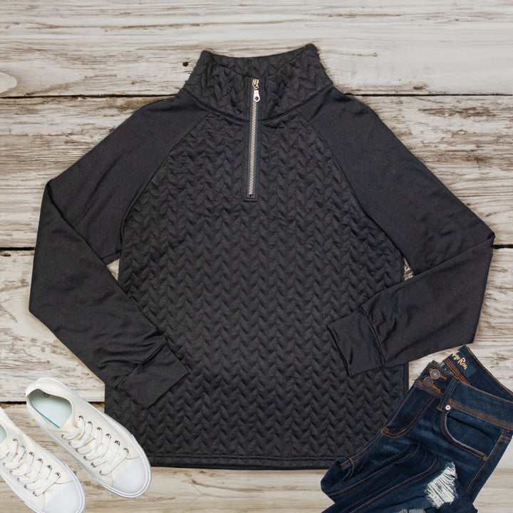 Quarter Zip Pattern Quilted Pullover