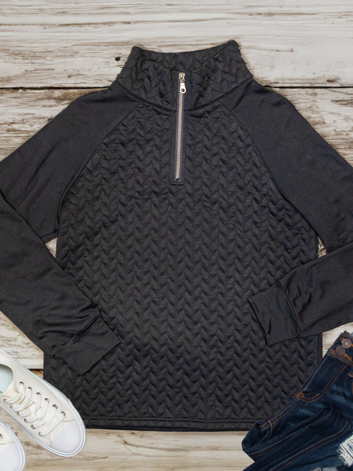 Quarter Zip Pattern Quilted Pullover