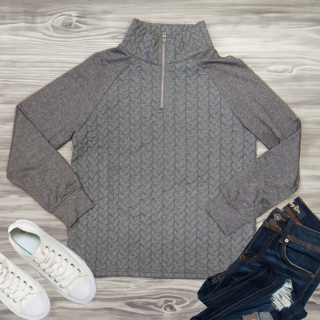 Quarter Zip Pattern Quilted Pullover