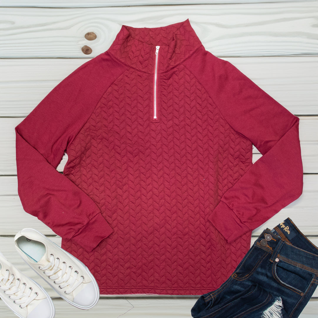 Quarter Zip Pattern Quilted Pullover