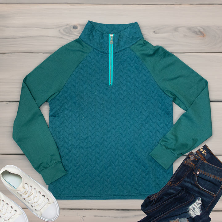 Quarter Zip Pattern Quilted Pullover