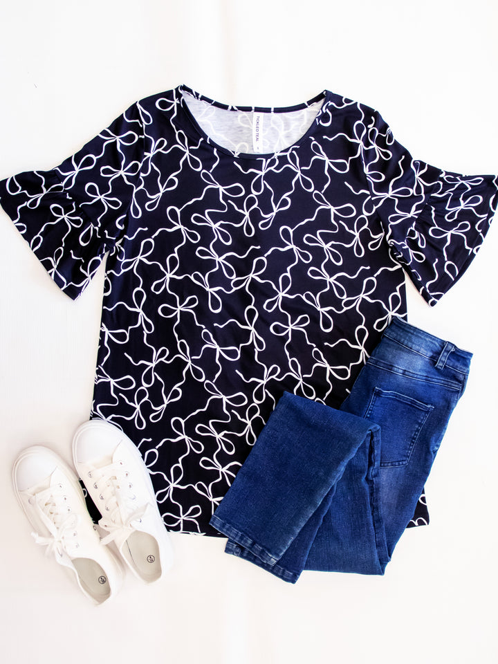 Coquette Bows Flare Sleeve Top