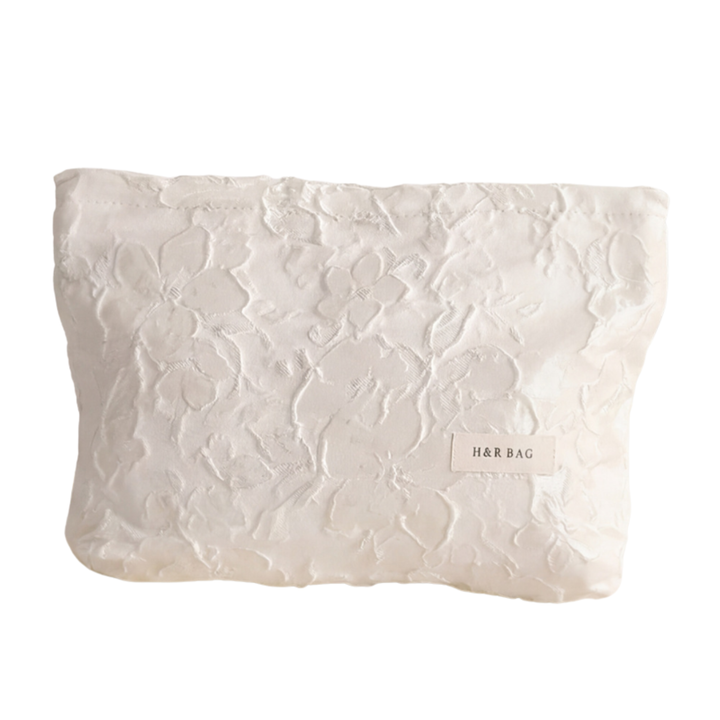 Textured Floral Pattern Cosmetic Pouch