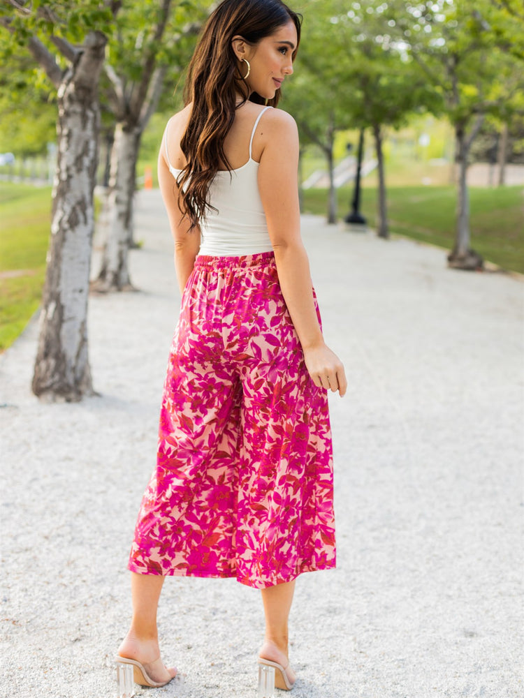Patterned Gaucho Pant - Pink Floral