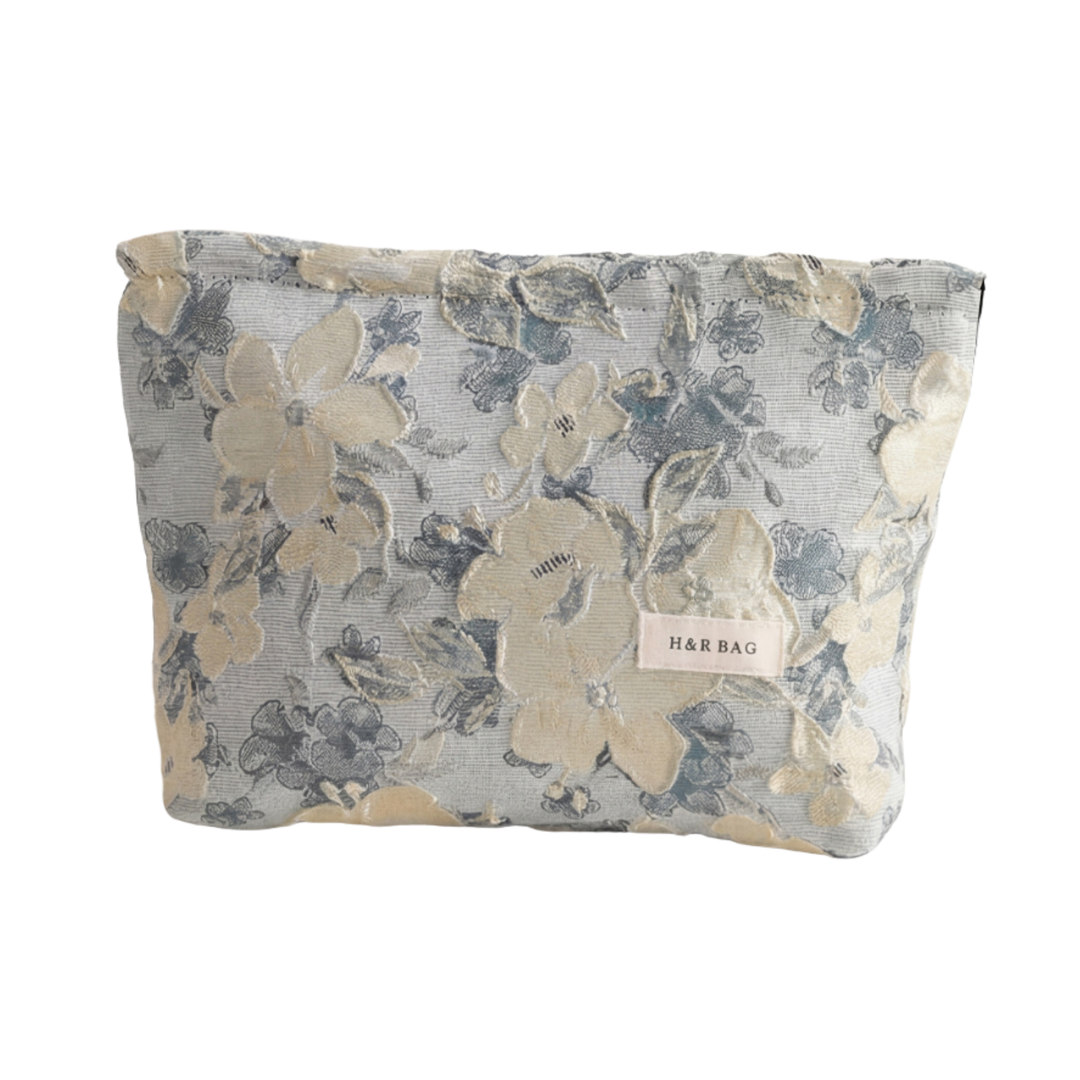 Textured Floral Pattern Cosmetic Pouch