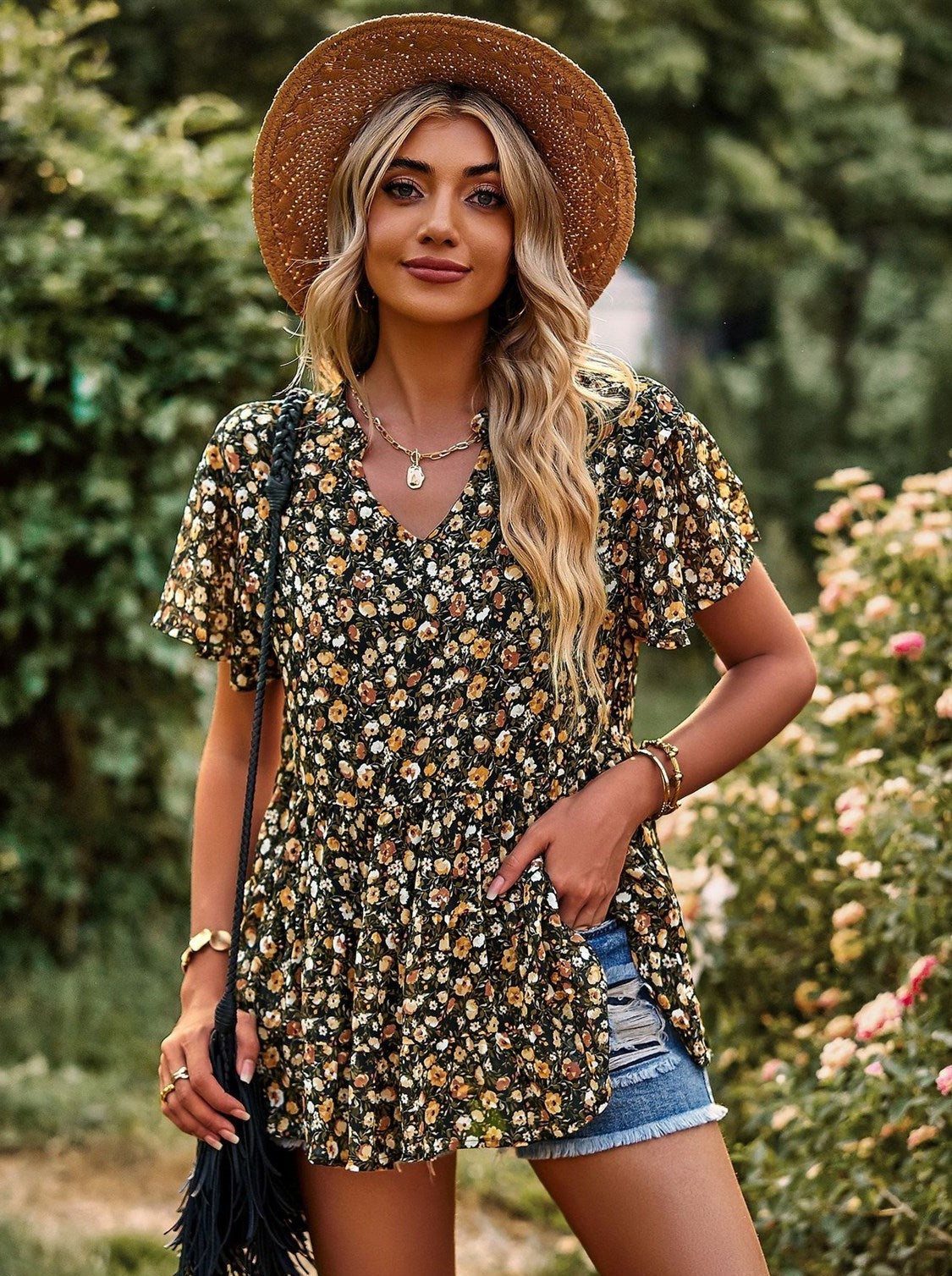 Floral Peplum Top – Tickled Teal LLC