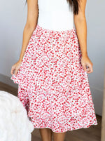 Taite Ruffle Skirt - Red Pink Floral