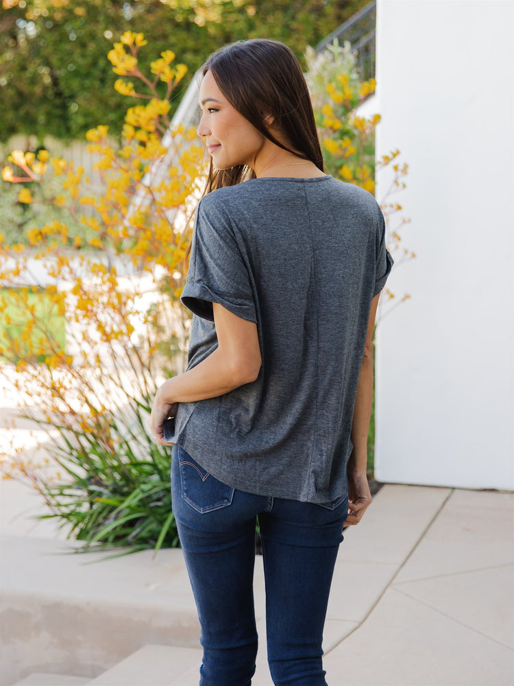 Solid Lisa Blouse - Charcoal