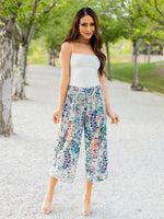 Patterned Gaucho Pant - Green Watercolor