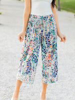 Patterned Gaucho Pant - Green Watercolor