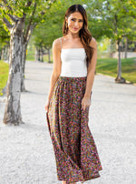 Lovely Floral Maxi Skirt - Black