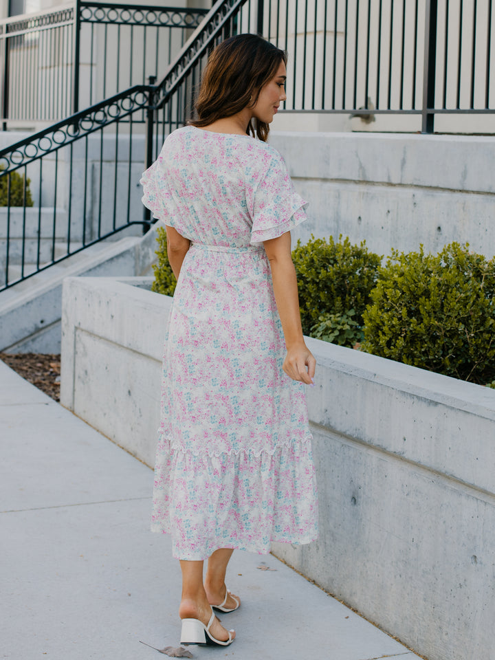 Pastel Floral Belted Whitney Dress