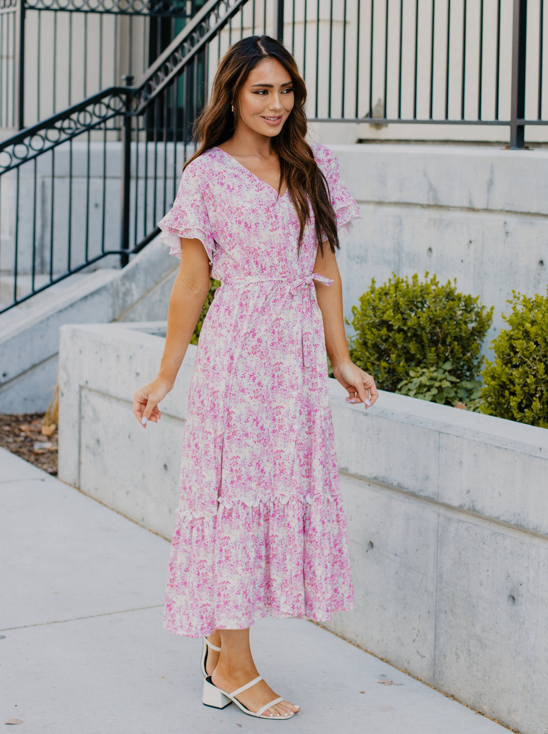 Pastel Floral Belted Whitney Dress
