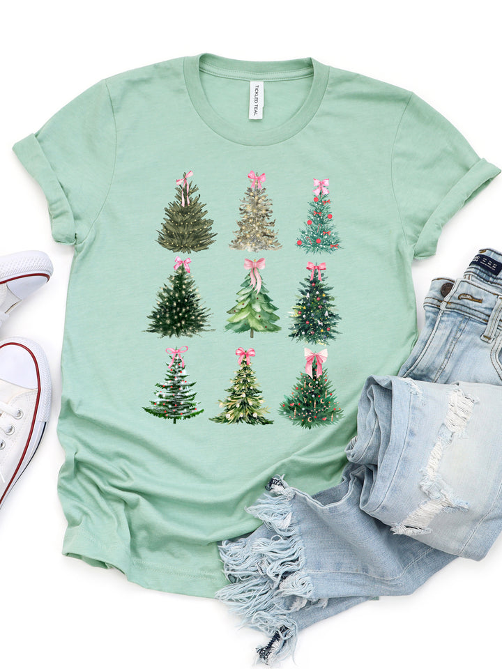 Decorated Bow Christmas Trees Graphic Tee