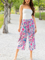 Patterned Gaucho Pant - Pink Watercolor