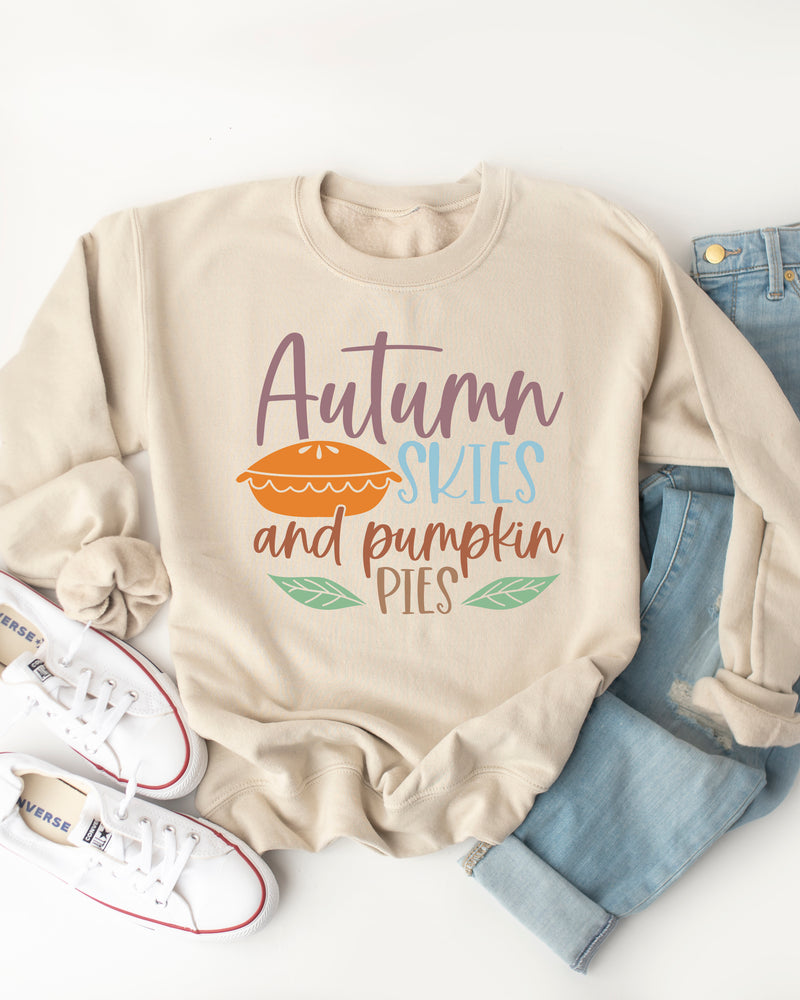 Autumn Skies Pumpkin Pies Graphic Sweatshirt
