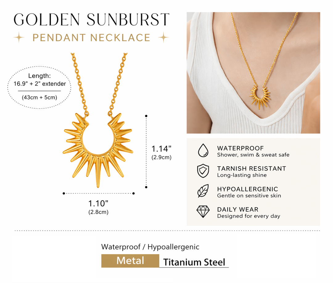 Golden Sunburst Pendant Necklace