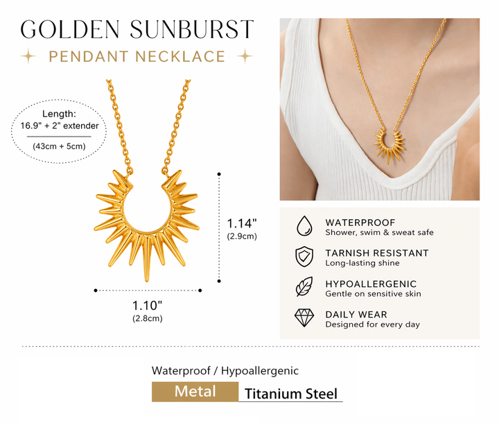 Golden Sunburst Pendant Necklace