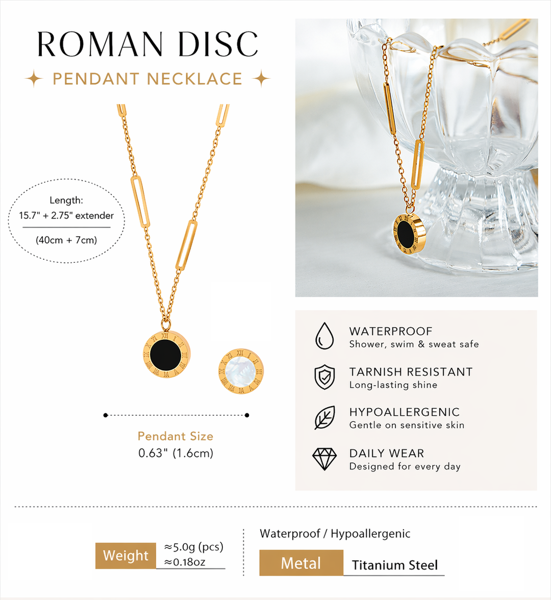 Roman Disc Pendant Necklace