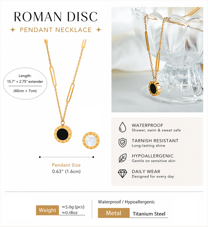 Roman Disc Pendant Necklace