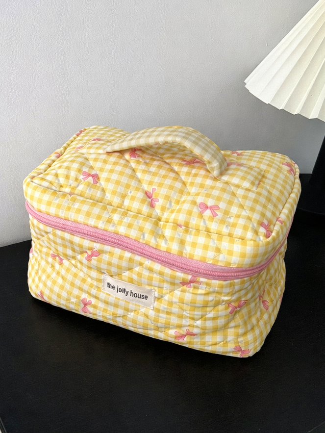 Checkers & Bows Travel Cosmetic Bag