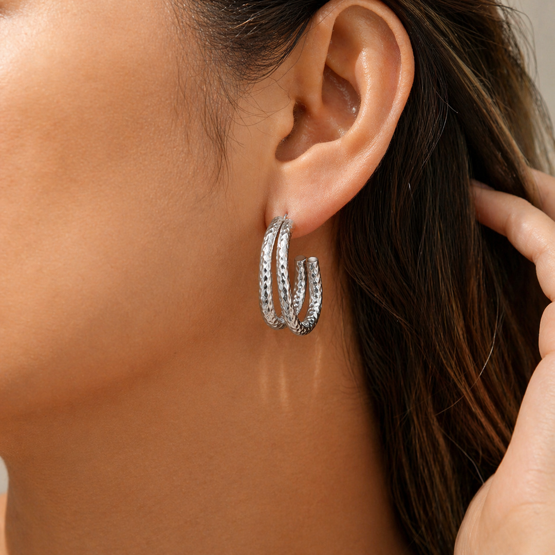 Textured Double Hoop Earrings